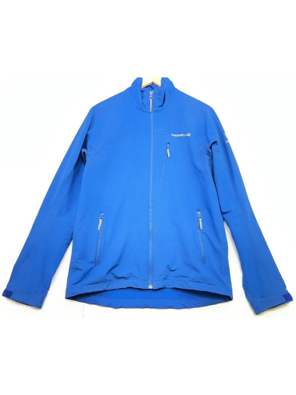 Merrell Men's Full Zip Aeroblock Softshell Jacket Long Sleeve M Blue Zip Pockets